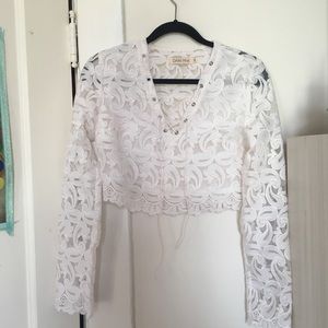 White lace crop top